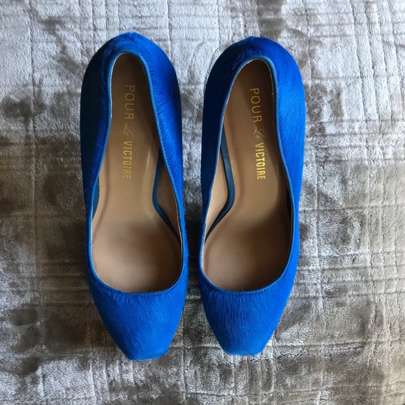 Pour La Victoire Electric Blue Fur Heels - Picture 9 of 9